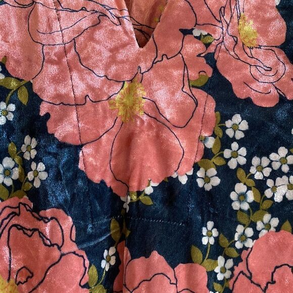 Zara Floral Velvet Kaftan Midi Dress Size Small - Picture 9 of 15